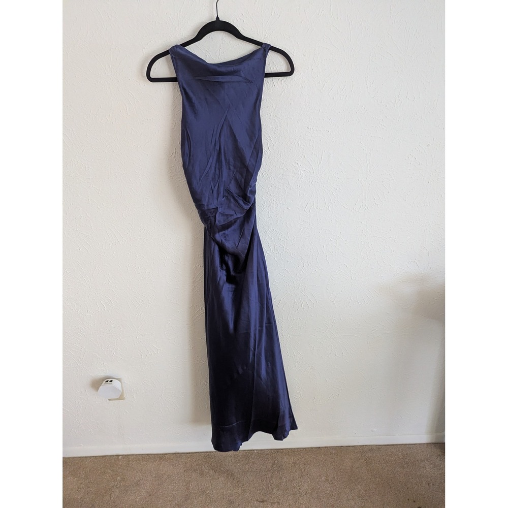 Reformation Casette Silk Dress Size 6 Blue Iris Open Back Midi NWT - Picture 5 of 9